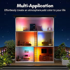 luckystyle Smart RGB Corner Floor Lamp,Bright LED Tall Modern Floor Lamp with APP and Remote,Ambient Lighting Color Changing Standing Lamps with Music Mode and Timing for Living Room,Bedroom Gold