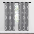 NICETOWN Blackout Curtains 72 inches Long, Silver Grey, 2 Panels, 34 x 72 Inch, Microfiber Noise Reducing Thermal Insulated Wave Line Foil Print Design Blackout Curtains for Patio Sliding Glass Door