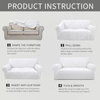 Easy-Going Stretch Oversized Sofa Slipcover 1-Piece Sofa Cover Furniture Protector Couch Soft with Elastic Bottom for Kids, Polyester Spandex Jacquard Fabric Small Checks Snow White