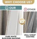H.VERSAILTEX Linen Blackout Curtains Durable Thick Textured Linen Look 100% Blackout Patio Door Curtain Anti Rust Grommet Extra Wide Sliding Door Curtain Panel, W100 x L84 inch - Stone