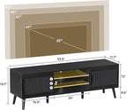 SUPERJARE TV Stand for 65 Inch TV, Entertainment Center with Adjustable Shelf, TV Console with 2 Cabinets, Media Console, Solid Wood Feet, 4 Cord Holes, for Living Room, Black