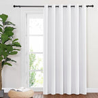 NICETOWN Sliding Door Curtain Window Treatment for Living Room, Energy Smart Thermal Insulated Extra Wide Solid Blackout Curtains/Drapes for Patio Door (Pure White, W80 x L84)