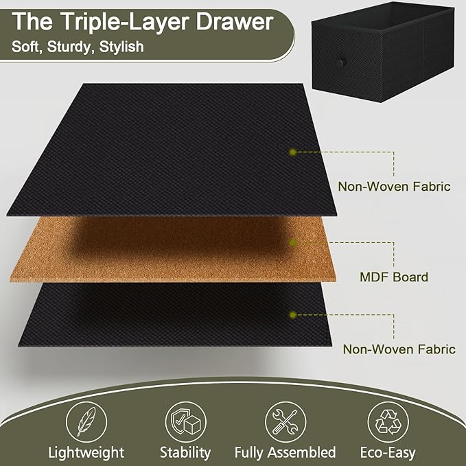 Narrow Nightstand with Charging Station, End Tables Living Room Set of 2, Skinny Side Table with Fabric Drawers, Slim Sofa Table for Bedroom, Small Spaces, Couch, Black, HETNDP02BK