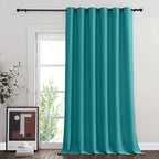 NICETOWN Sliding Door Curtain 108 Inches Long - Blackout Thermal Insulated Grommet Room Divider Privacy Drape for Patio Glass Door, 1 Panel, Peacock Teal, 100 Inch Extra Wide