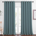 NICETOWN Blackout Greyish Blue Curtains & Drapes for Living Room - Thermal Insulated Solid Grommet Sound Reducing Energy Saving Window Treatments for Porch/Hall, 1 Panel, W66 x L90