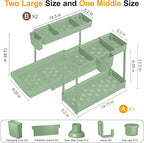 3 Pack Multi-Purpose Under Sink Organizers and Storage, 2026 L-Shaped Pull Out Cabinet Organizer for Bathroom & Kitchen, Under Cabinet Organizer with Hooks Hanging Cup, Green