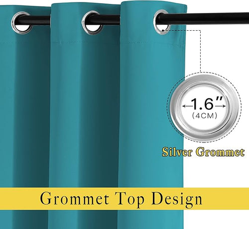 NICETOWN Blackout Curtain Panels 95" L - Window Treatment Energy Saving Thermal Insulated Solid Grommet Blackout Drapes for Living Room (Peacock Teal, 1 Pair, 80 by 95-Inch)