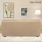 Easy-Going Stretch Sofa Slipcover 1-Piece Sofa Cover Furniture Protector Couch Soft with Elastic Bottom for Kids, Polyester Spandex Jacquard Fabric Small Checks (Sofa, Sand)