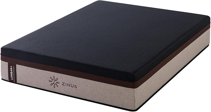 Zinus Lumbar+ Premium 14 Inch Memory Foam Mattress, Lumbar Support, Targeted Pressure Relief, Cooling Gel and Green Tea, Cool-to-The-Touch Cover, Medium Firm Feel, CertiPUR US Certified, Queen