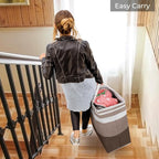 HomeHacks 2-Pack Large Laundry Basket, Waterproof, Freestanding Laundry Hamper, Collapsible Tall Clothes Hamper with Extended Handles for Clothes Toys in the Dorm and Family (Brown, 88L)