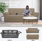Easy-Going Stretch Sofa Slipcover 1-Piece Sofa Cover Furniture Protector Couch Soft with Elastic Bottom for Kids, Polyester Spandex Jacquard Fabric Small Checks (Sofa, Natural)
