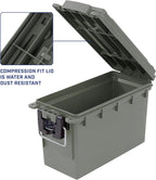 Sheffield 12757 4-Pack Ammo Storage Box, Stackable .30 Cal Field Boxes, Water and Dust Resistant, Lockable Storage Box with Handle, Secures Hunting Gear, Supplies, and Bullets, Made in USA, Green