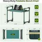 MoKo Garden Kneeler, Heavy Duty Garden Kneeler and Seat Supports up to 350Lbs, Gardening Stool with LargeTool Bag, Foldable Kneeling Stool Space Saving, Gardening Gifts for Women, Seniors, Dark Green