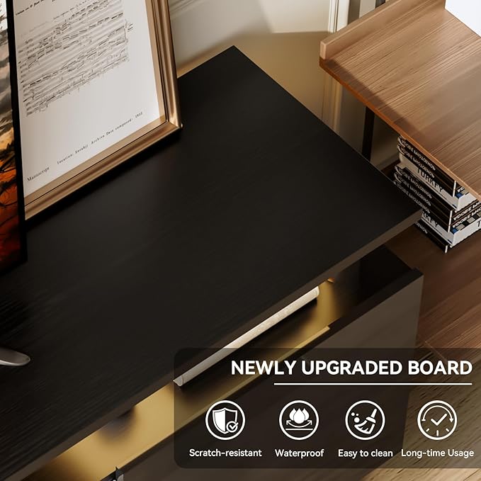 70" TV Stand for Living Room, Modern Entertainment Center & Media Console, Fits TVs up to 80", Storage Cabinet with Shelves, 36" Electric Fireplace with LED Flame