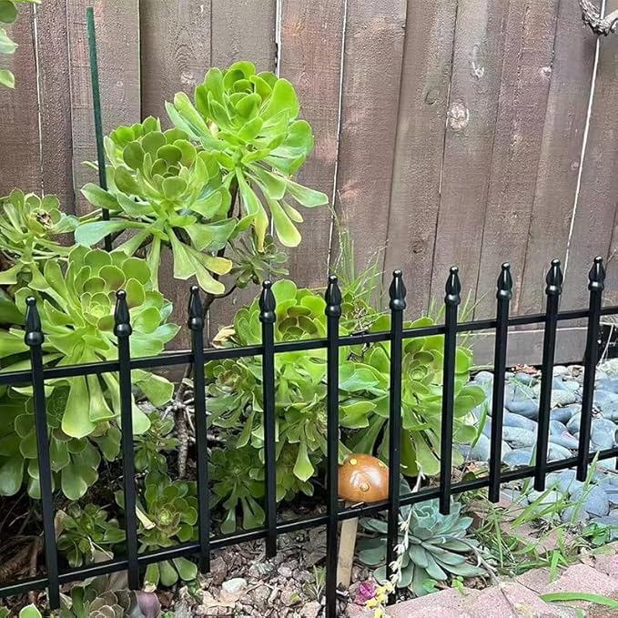 Metal Decorative Garden Fence 22" Wide x 18" High (20 Panels, Total Length 36 feet), Metal Border Folding Fence, Landscape Fencing for Flower Bed, Yard, Animal Barrier