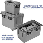 Sheffield 12755 Storage Bins With Lids, 2-Pack Stackable Storage Bins, Made in USA, Lockable and Water-Resistant Containers with Lids, Plastic Containers for Home, Classroom, and Dorm