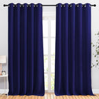 NICETOWN Blackout Curtains Panels for Bedroom - 3 Pass Microfiber Noise Reducing Thermal Insulated Solid Ring Top Blackout Window Drapes (2 Panels, 66 x 90 Inch, Navy Blue)