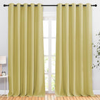 NICETOWN Room Darkening Curtains for Windows - Home Fashion Energy Saving Grommet Top Thermal Insulated Drapes for Bedroom/Patio Door (Paler Yellow, 1 Pair, 66 by 90 Inch)