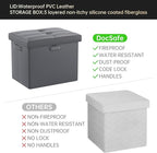DocSafe Storage Ottoman with Lock,Fireproof Folding Ottoman Foot Rest Stool Storage Chest with Storage Safe for Important Documents,Waterproof 17 Inches Short Ottoman Foot Stool with Handles,Grey