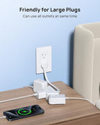 TROND Flat Outlet Extender with 6 Inch Cord - 3 Way Angled Plug Extension Outlet Adapter, Cruise Ship Essentials, Small Multiple Plug Splitter for Home Office Travel, White
