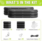 WORKPRO 2PK 4x2x1ft Outdoor Galvanized Raised Garden Bed Kit, Rust & Corrosion Protection, Easy Assembly, Safe Edge, Ideal for Vegetables & Flowers, Black