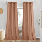 NICETOWN Rustic Linen 96 inch Long Curtains for Living Room, Grommet Privacy Added Thick Linen Weave with Light Filter Window Curtains & Drapes for Bedroom, Terracotta, W42 x L96, 2 Panels