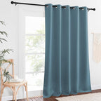 NICETOWN Patio Blackout Curtain Panels - Extra Wide Sliding Door Thermal Insulated Drape, Privacy Room Divider Curtain for Bedroom Office (Smoky Blue, 66 x 118 Inch Long)