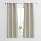 NICETOWN Bedroom Blackout Curtains 63 inches Long - Window Treatment Thermal Insulated Solid Grommet Room Darkening Voice Reducing Drapes for Living Room (Natural, Set of 2, W37 x L63)