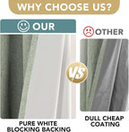 H.VERSAILTEX Linen Blackout Curtains 45 Inches Long 100% Absolutely Blackout Thermal Insulated Textured Linen Look Curtain Draperies Anti-Rust Grommet, Energy Saving with White Liner, 2 Panels, Sage