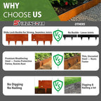 40"x10" Corten Steel Landscape Edging, 6-Pack (20ft Total) – Rusted Metal Garden Border, Lawn & Flower Bed Edging, Decorative Hammer-in Outdoor Landscaping Border for Yard, Pathways & Driveways