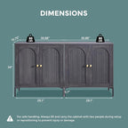 Modern Buffet Cabinet with Storage, 61.75" W Fluted Arched Sideboard Cabinet w/Adjustable Shelves, Wooden Modular Coffee Bar for Dining Room, Kitchen, Living Room, Entryway, Dark Grey