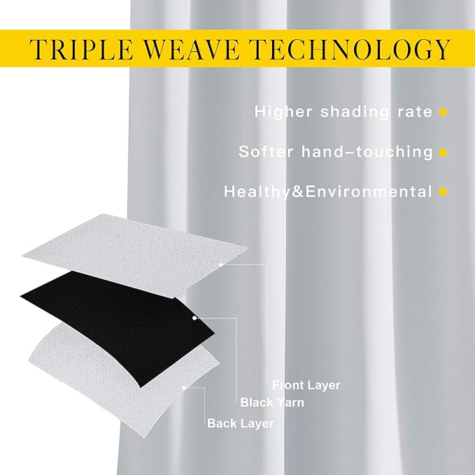 NICETOWN Room Darkening Curtains for Living Room - Easy Care Solid Thermal Insulated Grommet Curtains/Panels/Drapes for Bedroom (2 Panels, 66 by 72, Greyish White)