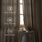 NICETOWN Cute Pom-Pom Trim Velvet Curtains 8 ft Long, Ivory White – Delicate Light Filtering Drapes Beautiful Lovely Home Decor for Baby, 52" W x 96" L, 2 Panels