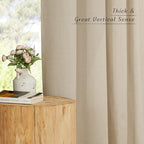 NICETOWN Linen Curtains 96 inches Long for Living Room, Grommet Semi Sheer Drapes Linen Weave Window Treatments Privacy Added with Light Filtering for Bedroom, Angora, W34 x L96, 2 Panels