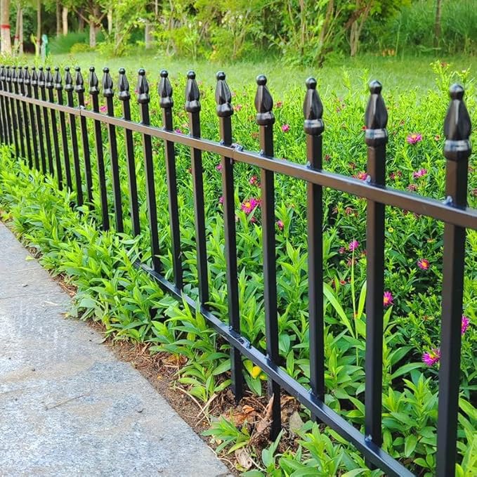 Metal Decorative Garden Fence 22" Wide x 18" High (10 Panels, Total Length 18.3 feet), Metal Border Folding Fence, Landscape Fencing for Flower Bed, Yard, Animal Barrier