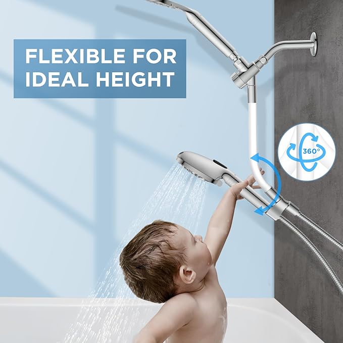 MakeFit Dual Filtered Rain Shower Head Combo, Handheld Shower Head with Adjustable Bar - Rainfall Shower Head And Showerhead with Filter for Hard Water - Removes Chlorine