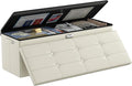 DocSafe Storage Ottoman Bench,Fireproof＆Waterproof Folding Bench with Lock(15”x 43”x15”),Leather Storage Chest with Handles＆2 Extra Boxes,Ottoman Safe for Bedroom,Living Room,Home Office,Beige