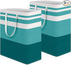 HomeHacks 2-Pack Large Laundry Basket, Waterproof, Freestanding Laundry Hamper, Collapsible Tall Clothes Hamper with Extended Handles for Clothes Toys in the Dorm and Family (Green, 125L)