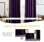 NICETOWN Purple Blackout Curtains for Backdrops, Thermal Insulated Noise Reducing Velvet Curtains for Film, Extra Long Window Curtains for Large Door Windows (2 Panels, 52-inch Wide x 120-inch Long)