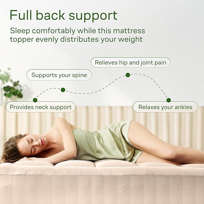 Ultra Soft Twin XL Size Mattress Topper - Viscose Made from Bamboo Pillow Top Mattress Pad for Back Pain Relief - Naturally Cooling for Hot Sleepers, Beige