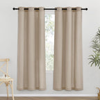 NICETOWN Taupe Thick Linen Curtains 72" Length, Grommet Privacy Window Treatments Linen Weave with Light Penetration Vertical Drapes for Farmhouse/Home Office, W42 x L72, 2 Panels