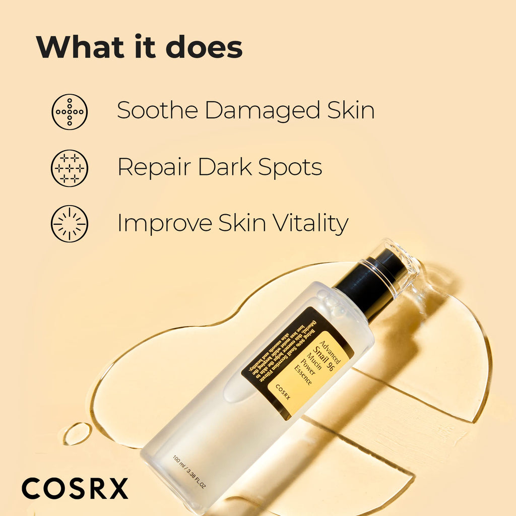 COSRX Snail Mucin 96% Power Repairing Essence - Hydrating Serum for Dull Skin & Fine Lines | AlluCanFind