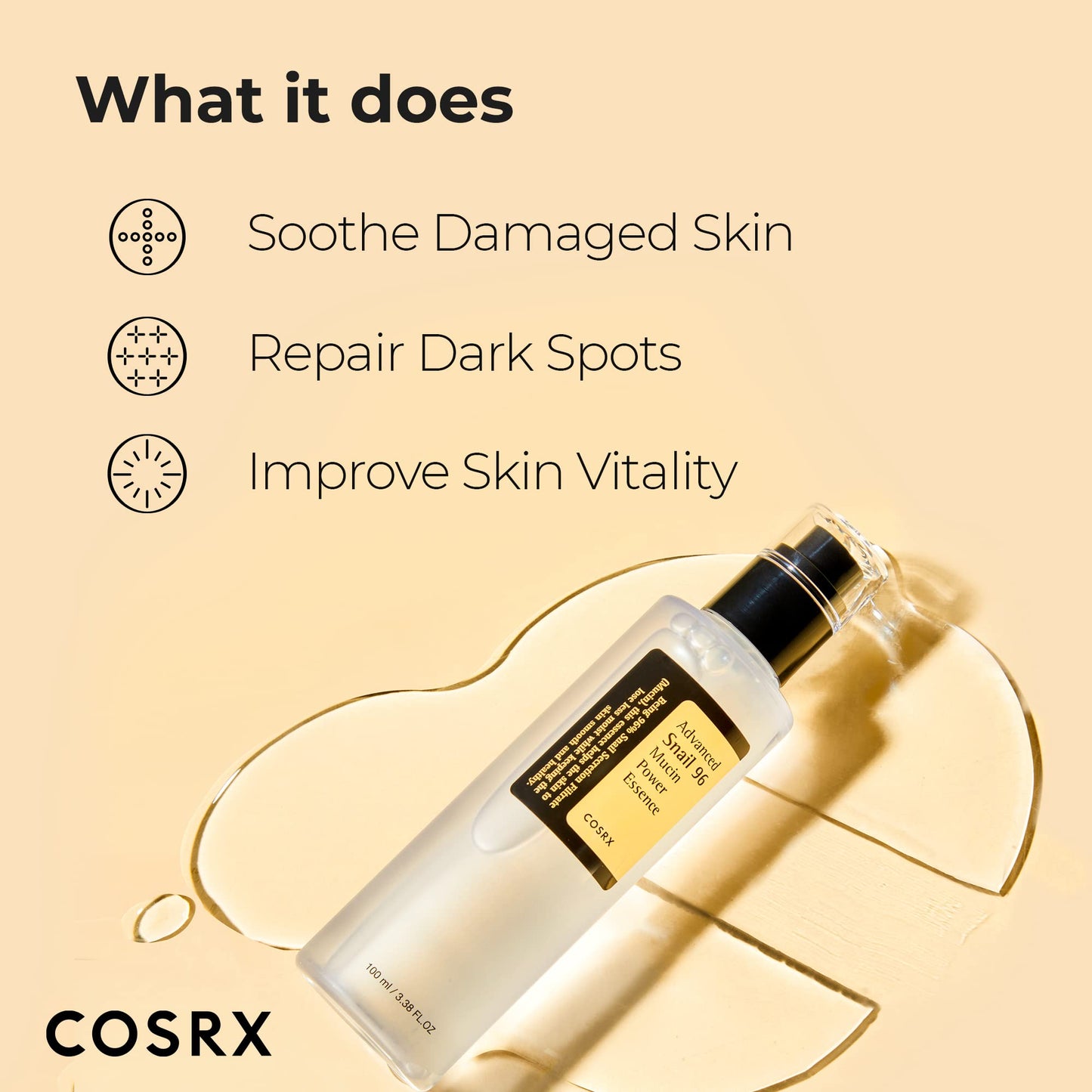 COSRX Snail Mucin 96% Power Repairing Essence - Hydrating Serum for Dull Skin & Fine Lines | AlluCanFind