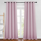 NICETOWN Kitchen Room Darkening Curtains and Drapes - Triple Weave Energy Saving Thermal Insulated Solid Grommet Room Darkening Panels for Patio (1 Pair, 46 inches by 90 Inch, Baby Pink)