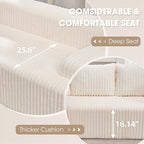 Modular Sectional Sofa Couches L-Shape Couch 3 Seat Modular Sofa Memory Foam Sectional Couches for Living Room, Cloud Couch with Oversized Chaise (White Stripe, 96" Left Facing Chaise)