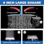 Filtered Shower Head,8”Rain Shower Head with Handheld Spray Combo with 11'' Angle Adjustable Extension Arm/Flow Regulator/Shower System,High Pressure Rainfall Shower Head Bathroom,Chrome