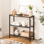 HOOBRO 29.5" Narrow Console Table, Set of 2, Entryway Table with Shelves, Thin Sofa Table, Behind Couch Table, Display Side Table, for Hallway, Entrance, Living Room, Rustic Brown and Black BF73XGP201