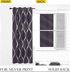 NICETOWN Blackout Curtains Panels for Living Room, Greyish Purple, 52" Wide x 84" Long, 2 Panels, Sound Reducing Thermal Insulated Wave Line Foil Print Design Curtains for Patio Sliding Glass Door