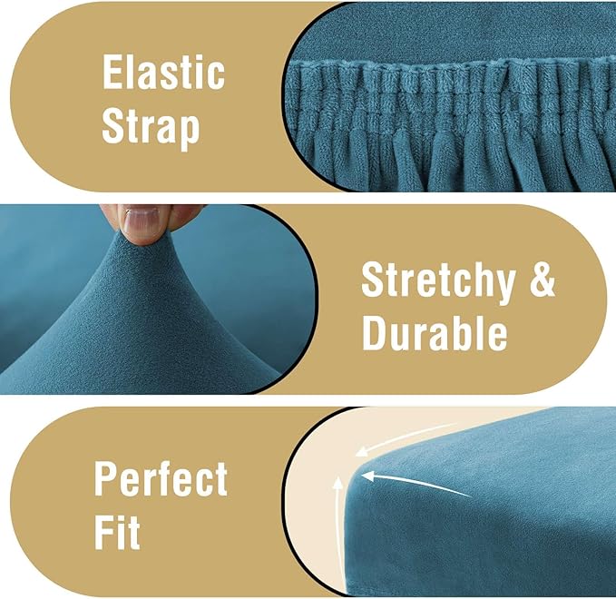 H.VERSAILTEX Velvet Dining Chair Covers Stretch Chair Covers for Dining Room Set of 2 Parson Chair Slipcovers Chair Protectors Covers Dining, Soft Thick Solid Velvet Fabric Washable, Peacock Blue