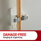 Command Broom and Mop Grippers,2 Hangers and 4 Strips,Damage-Free Hanging Wall Mount-and Mop Holder,Household Cleaning Organizer for Christmas Decorations,Holds up to 4 lb,Plastic,(Pack of 6)